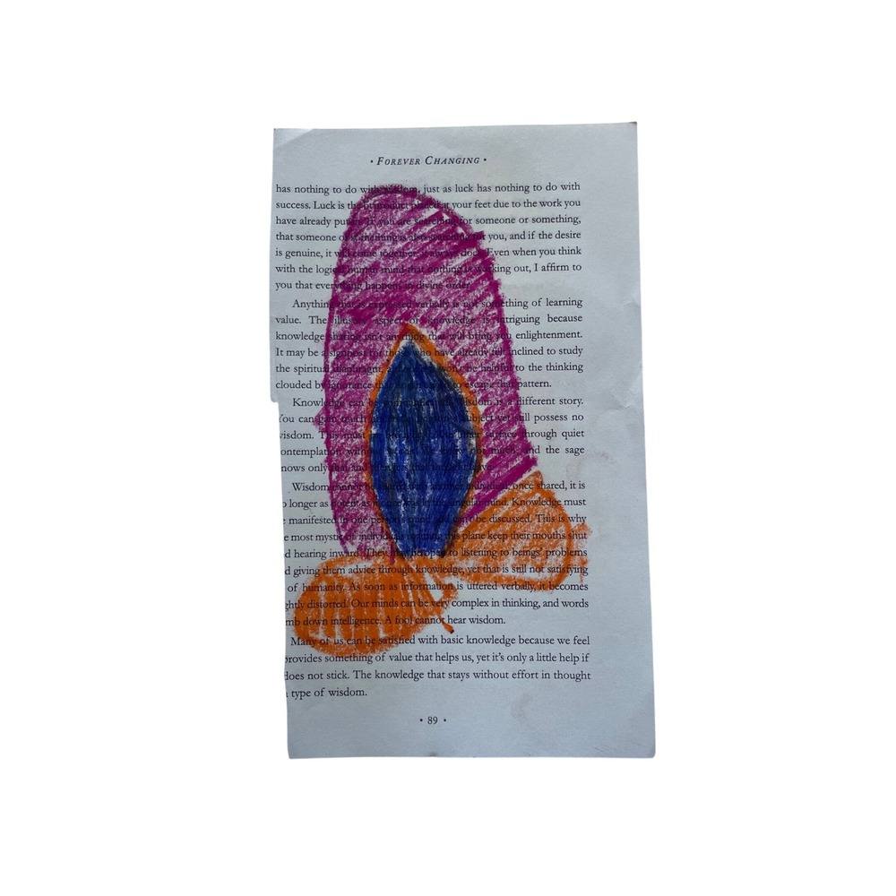 Unique Art Piece Journal Page Hand Drawn‎ Floral Flame Design